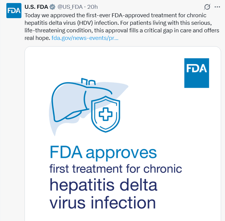 FDA approves Gilead’s Hepcludex, first treatment for hepatitis delta virus