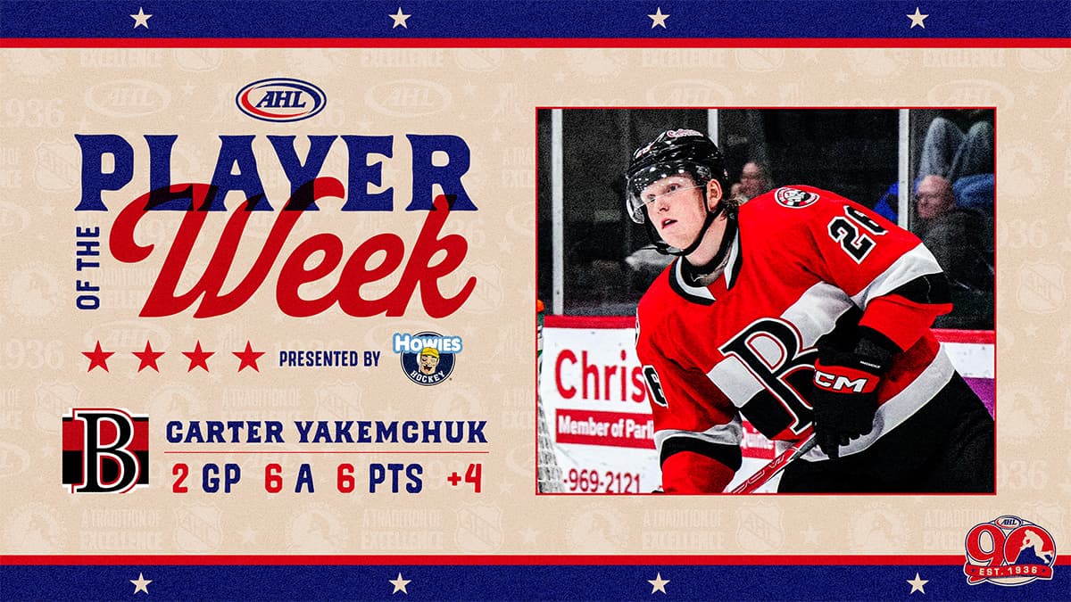 Yakemchuk Wins AHL Player of the Week After Eye-Catching Hershey Weekend