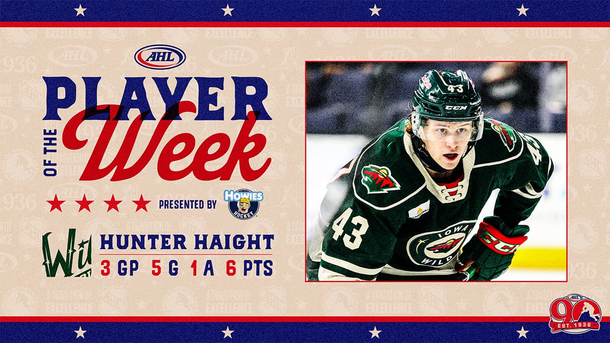 Hunter Haight earns AHL weekly honor before Minnesota Wild recall