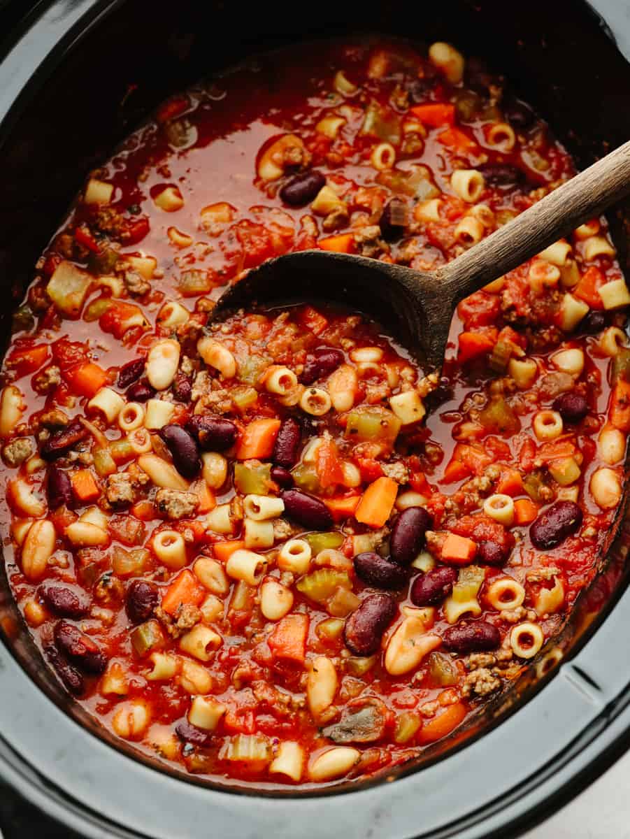 Slow cooker pasta fagioli soup feeds a crowd with ease