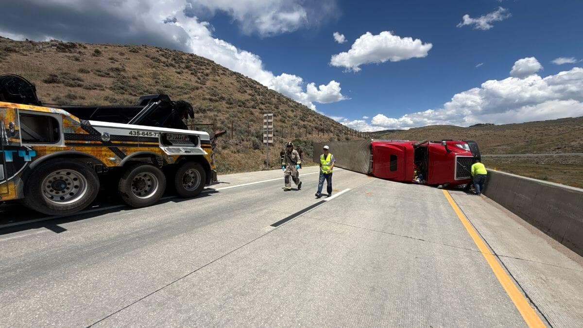 Semi-truck rollover closes westbound I-80 near Silver Creek, causes delays