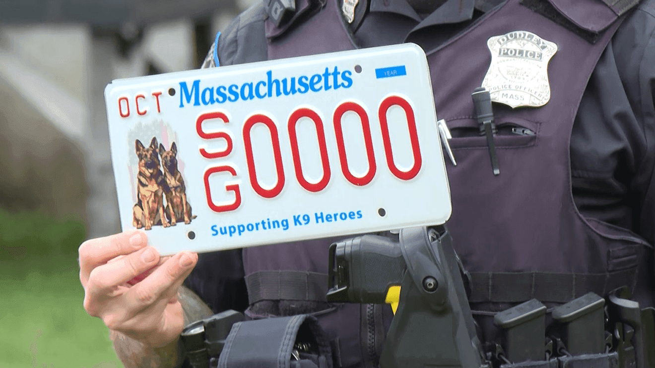 Massachusetts unveils K-9 Heroes plate honoring Sergeant Sean Gannon, Nero