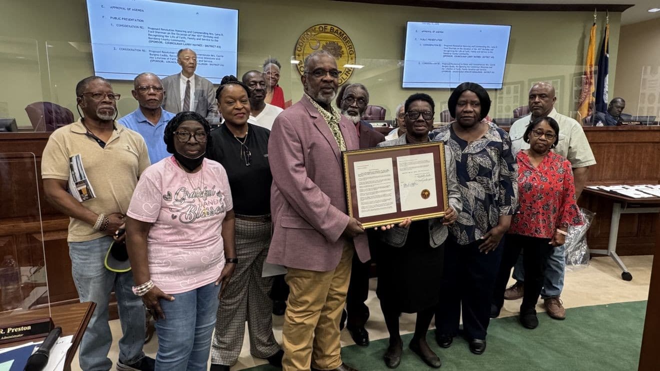 Bamberg County Council Honors 101-Year-Old Lena Sherman with Resolution