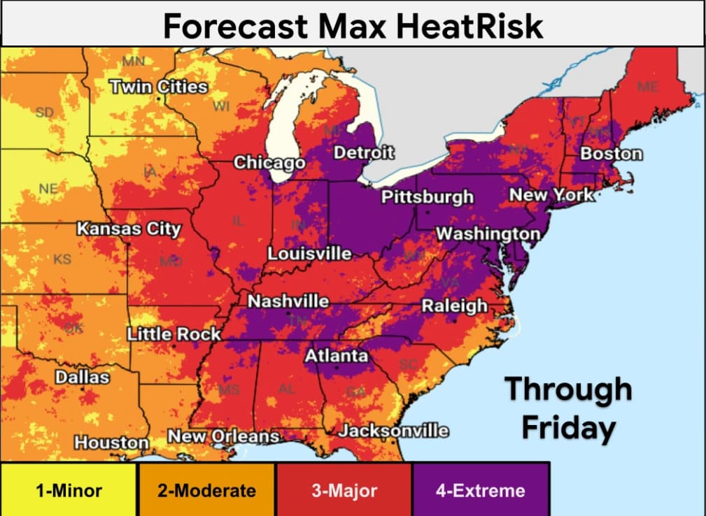 Dangerous heat to grip eastern U.S. through July Fourth weekend