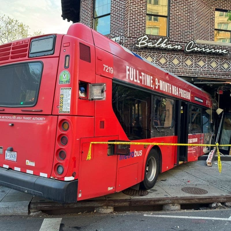 Metrobus Crashes Into DC's Ambar Restaurant After Being Struck by SUV