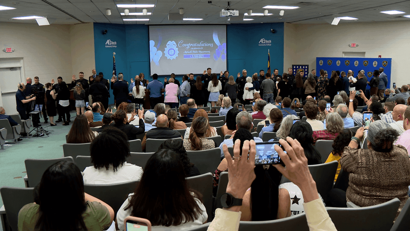 Asheville Police swear in BLET graduates at A-B Tech amid recruitment push
