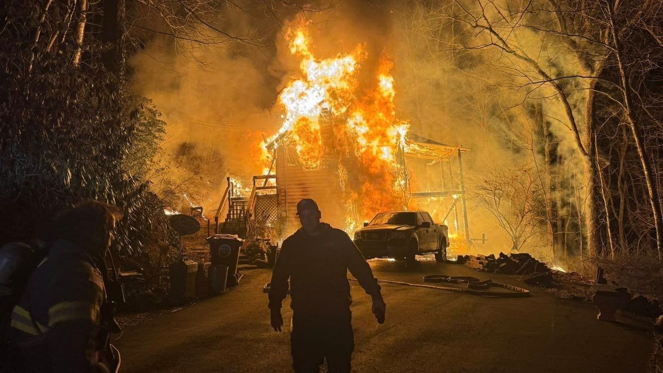 Overnight Rocky Fork Road blaze destroys Fairview home and vehicle, no injuries