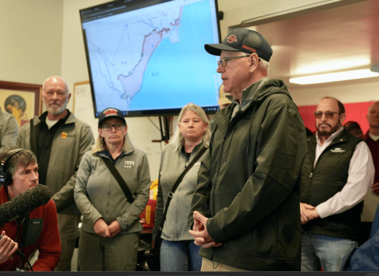 Walz visits Two Harbors after Stewart Trail Fire destroys 34 structures