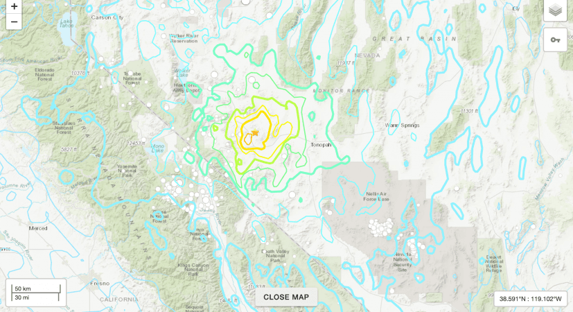 Over 100 Quakes Including M4.3 Strike Near Tonopah Test Range