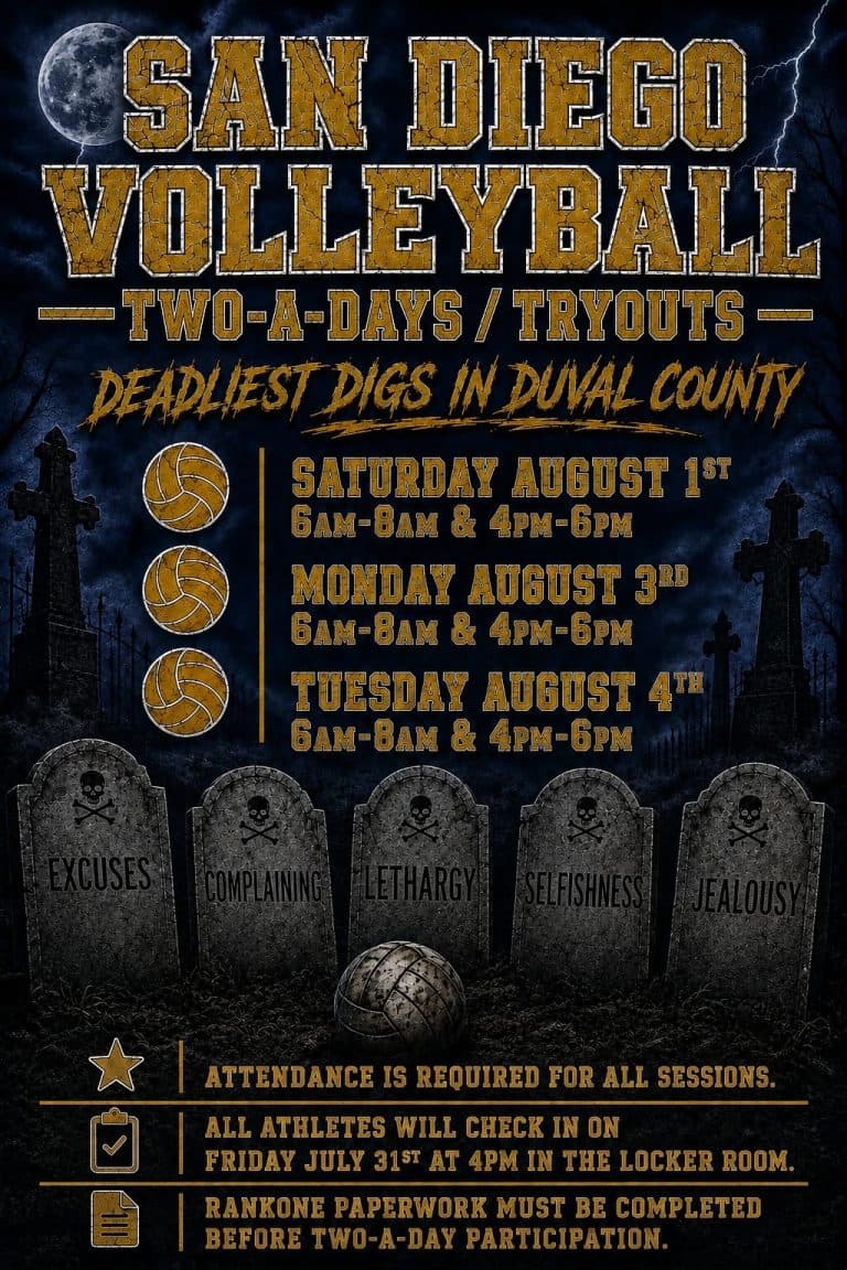 San Diego volleyball two-a-days and tryouts set to begin