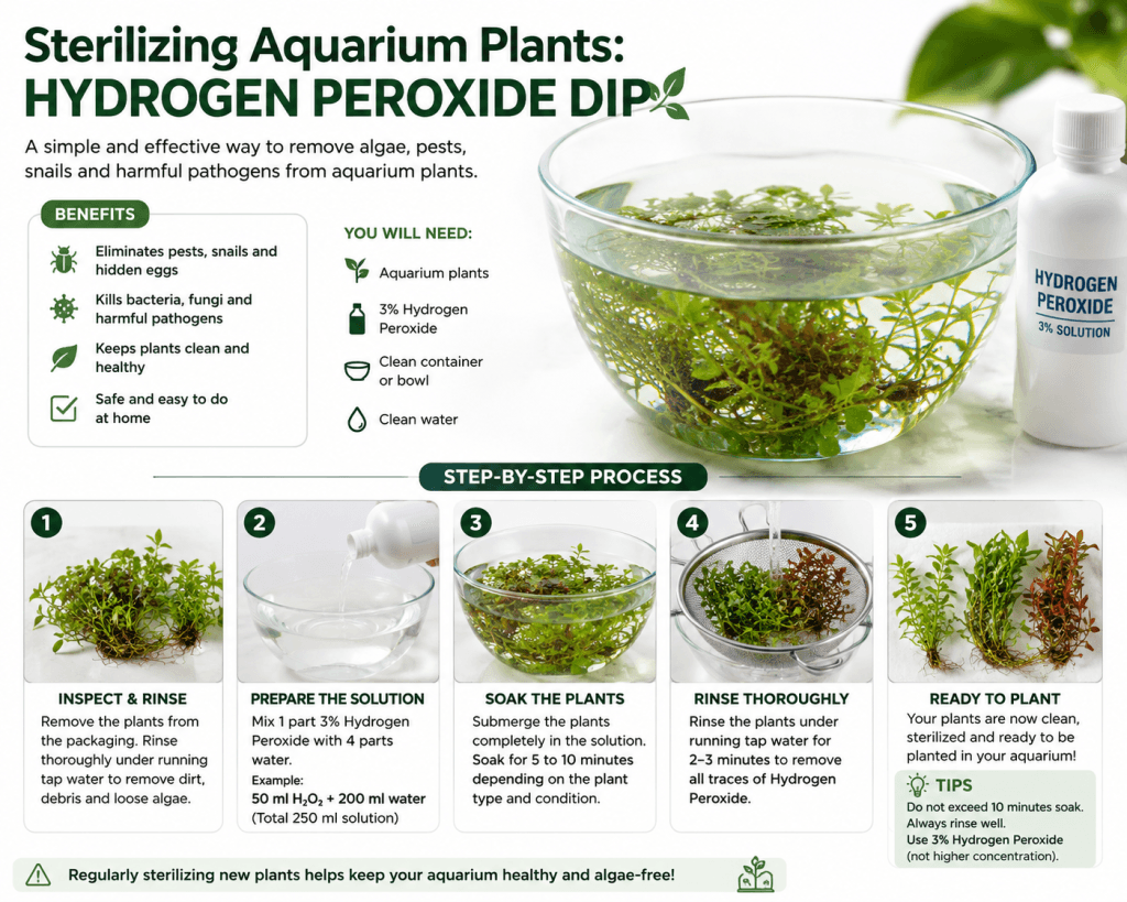 Hydrogen peroxide dip helps aquascapers sterilize new plants safely