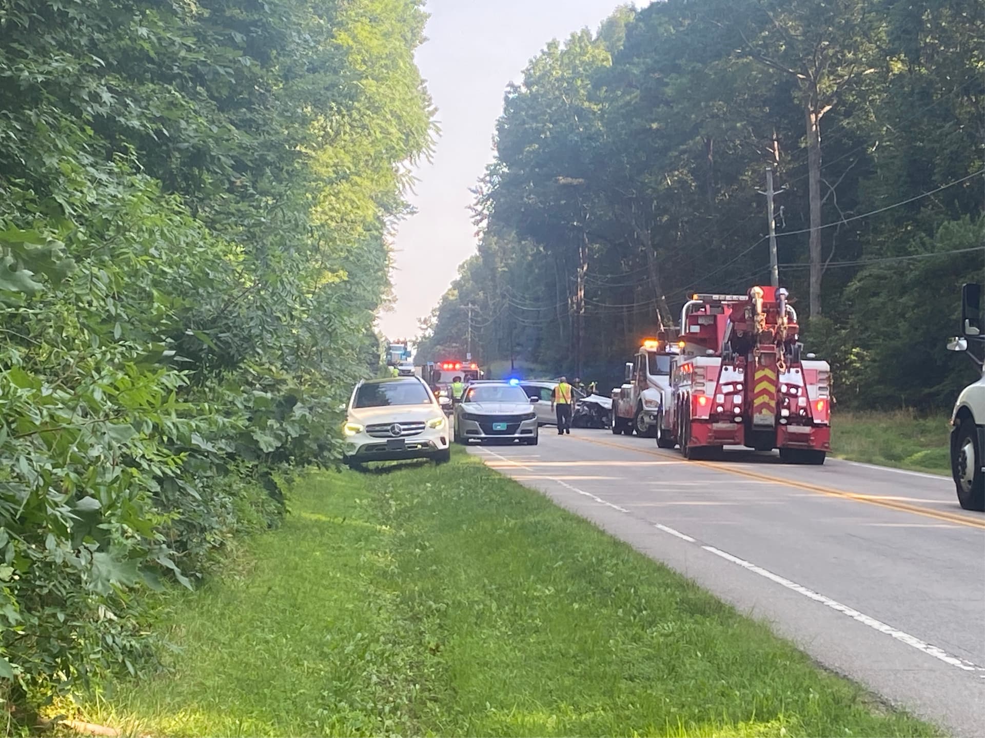 Overturned Ambulance Removed From Ditch on Creedmoor Road, Two Medics Hospitalized