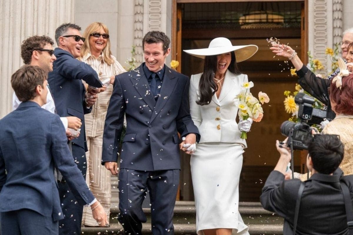 Dua Lipa wedding look revives wide-brimmed hats for summer brides