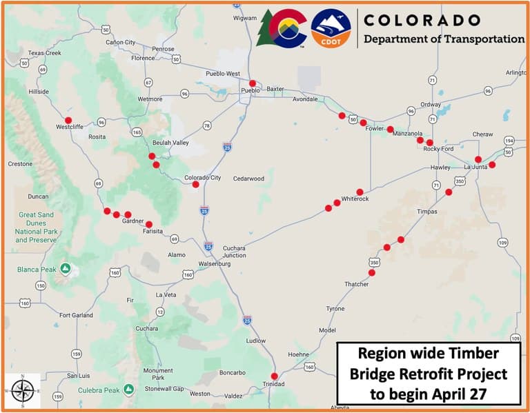 CDOT bridge repairs to close lanes across southeast Colorado counties