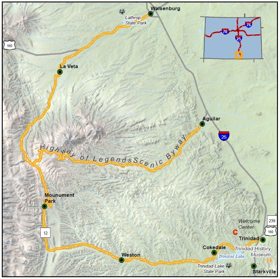 Las Animas County's Highway of Legends (SH‑12) named National Scenic Byway