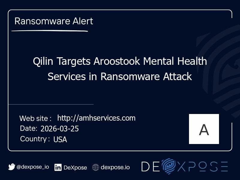 Ransomware Group Qilin Claims Attack on Rural Mental Health Provider, Records at Risk