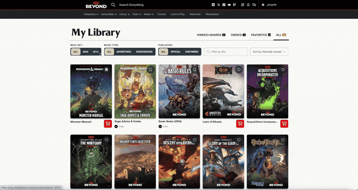 D&D Beyond’s My Library update makes shared books easier to find