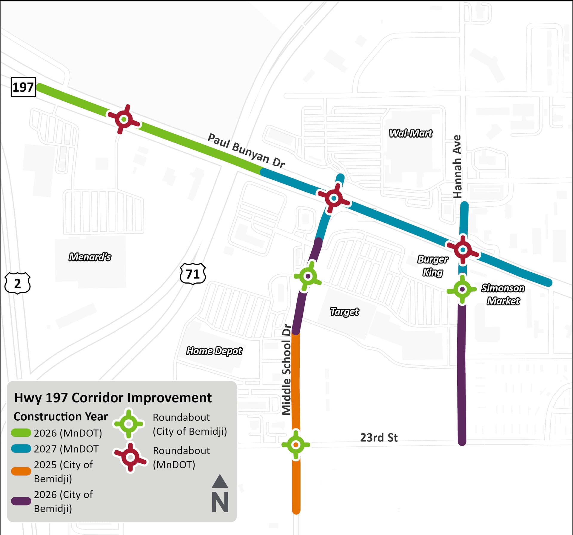 Bemidji's Highway 197 to Get Roundabouts, Trail in 2026 Reconstruction