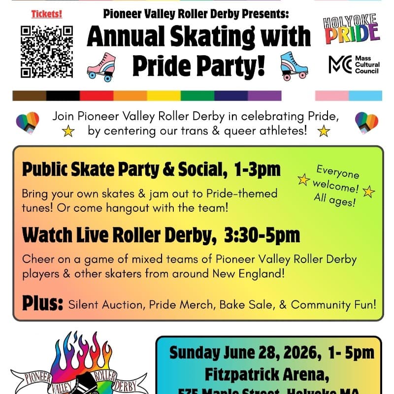 Pioneer Valley Roller Derby hosts Pride skate party and scrimmage in Holyoke