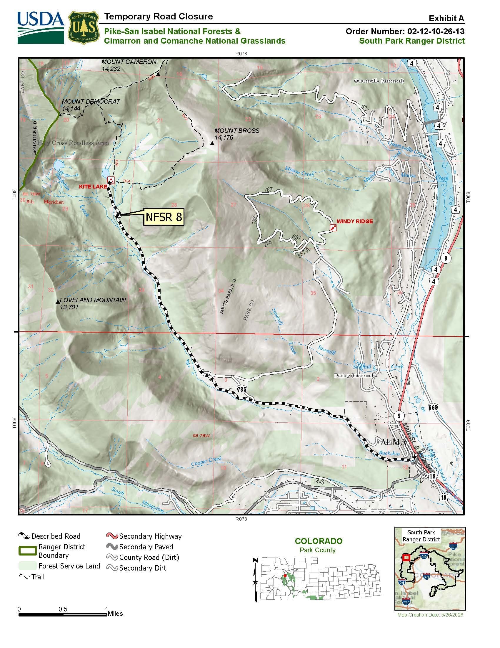 National Forest Service Road 8 closes for construction in South Park district