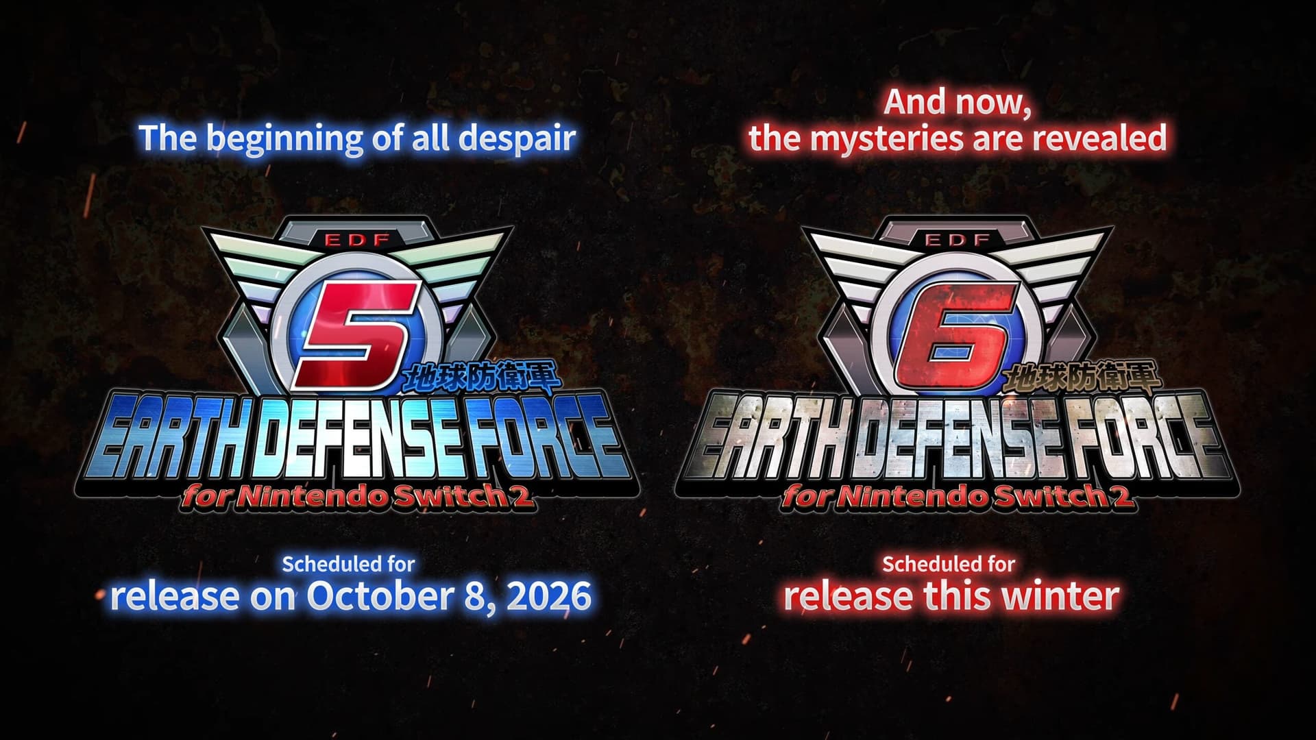 Yuke's confirms Switch 2 ports of Earth Defense Force 5 and 6