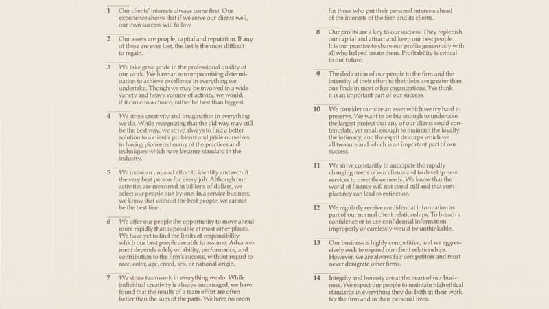 Goldman Sachs leans on 1979 business principles to define culture