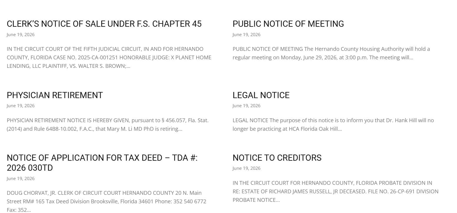 Hernando County mail notices miss deadlines, raising transparency concerns