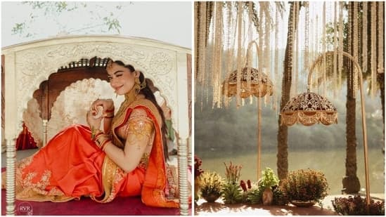 Rashmika Mandanna's Kodava silk bridal look, temple jewellery and Udaipur decor