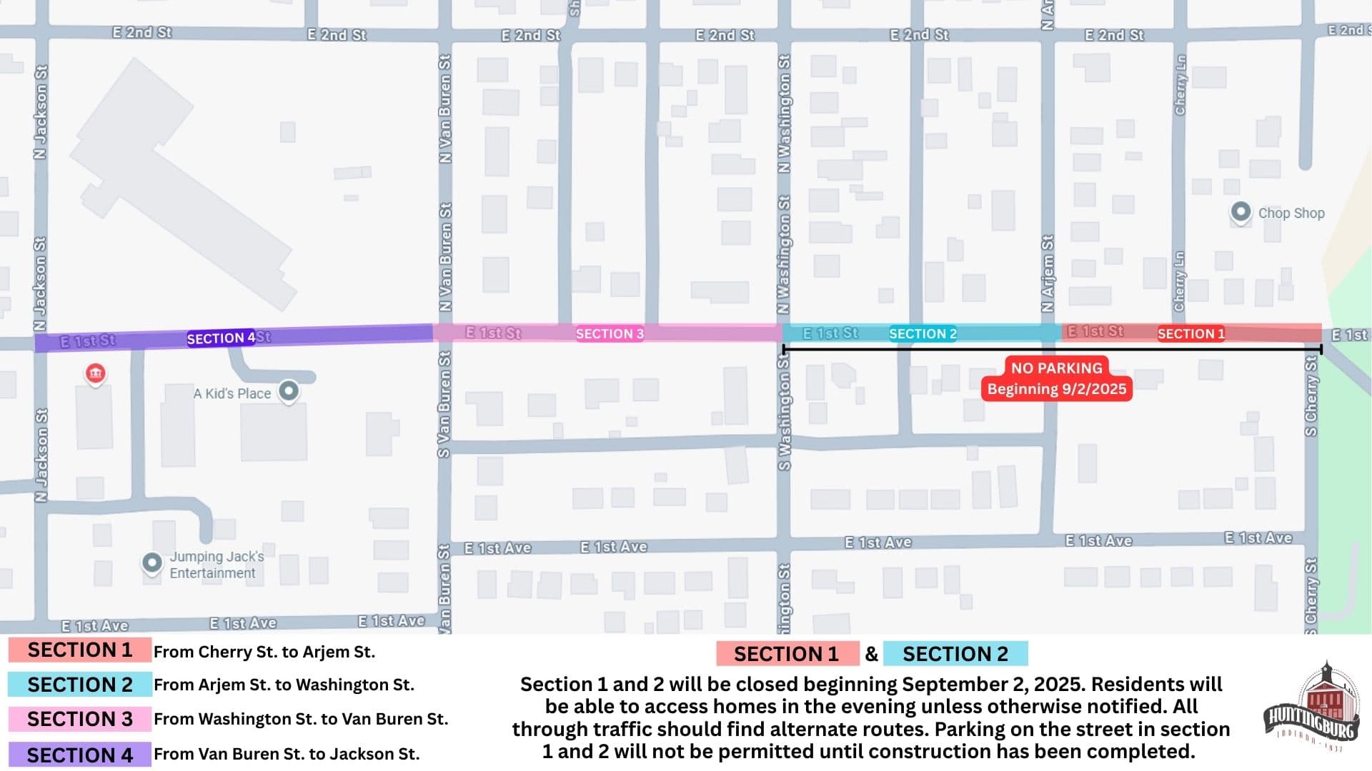 Huntingburg street closures begin Monday for road project work