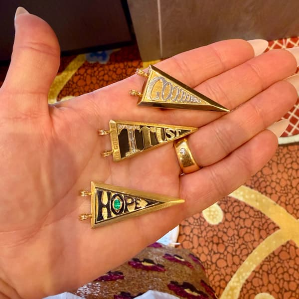 Marie Lichtenberg turns sports pennants into heirloom pendants