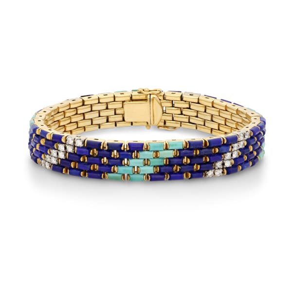 Hancocks London spotlights circa-1970 Illario gold bracelet with turquoise, lapis lazuli