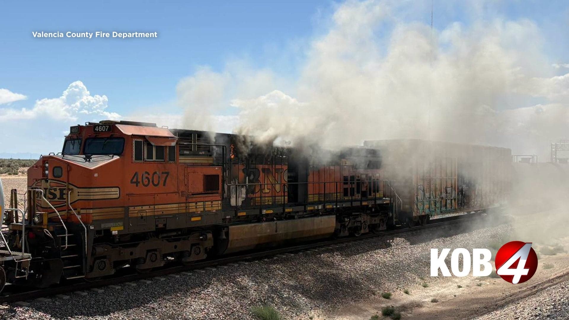 Freight train fire in Valencia County prompts rail disruption, response