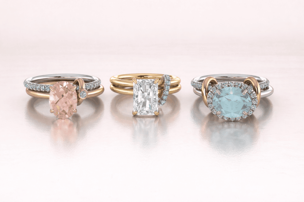 Los Angeles atelier Antoanetta introduces kinetic moving-link construction to bridal engagement rings