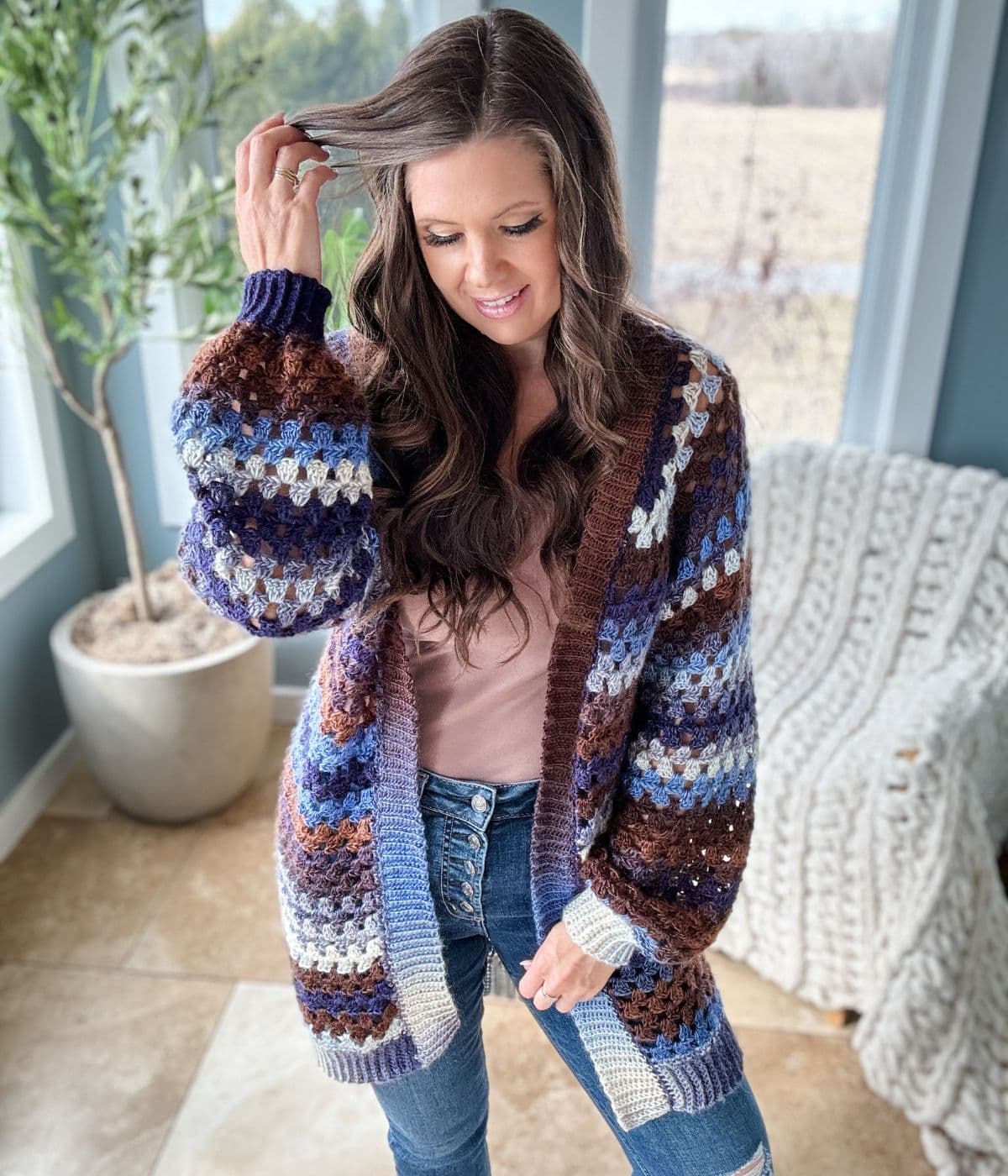 Michelle Moore unveils signature cardigan with inclusive sizing and Timeless Tones yarn