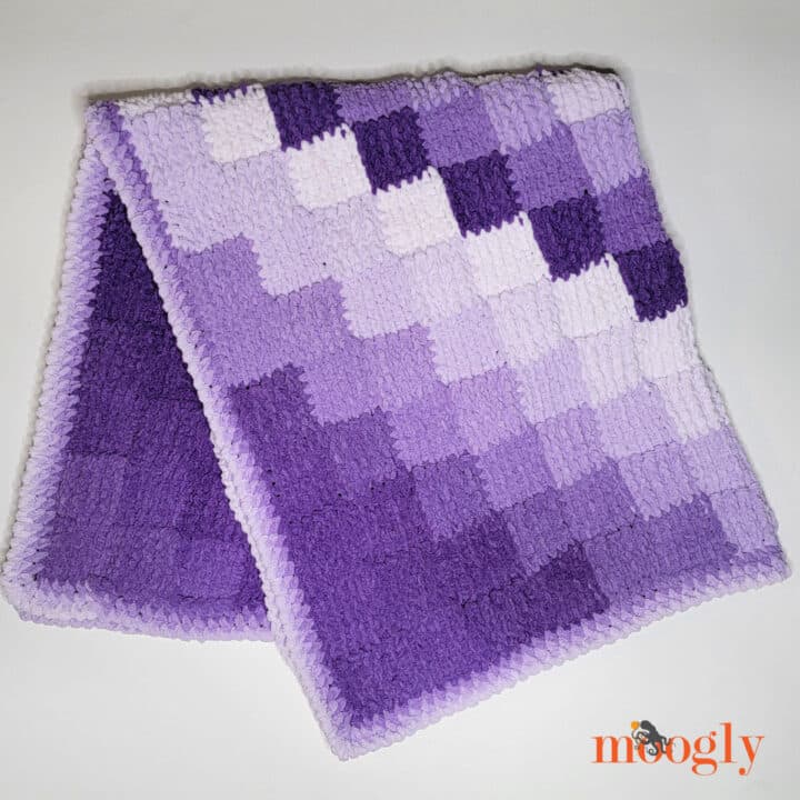 Pixel Perfect baby blanket combines entrelac and corner-to-corner crochet