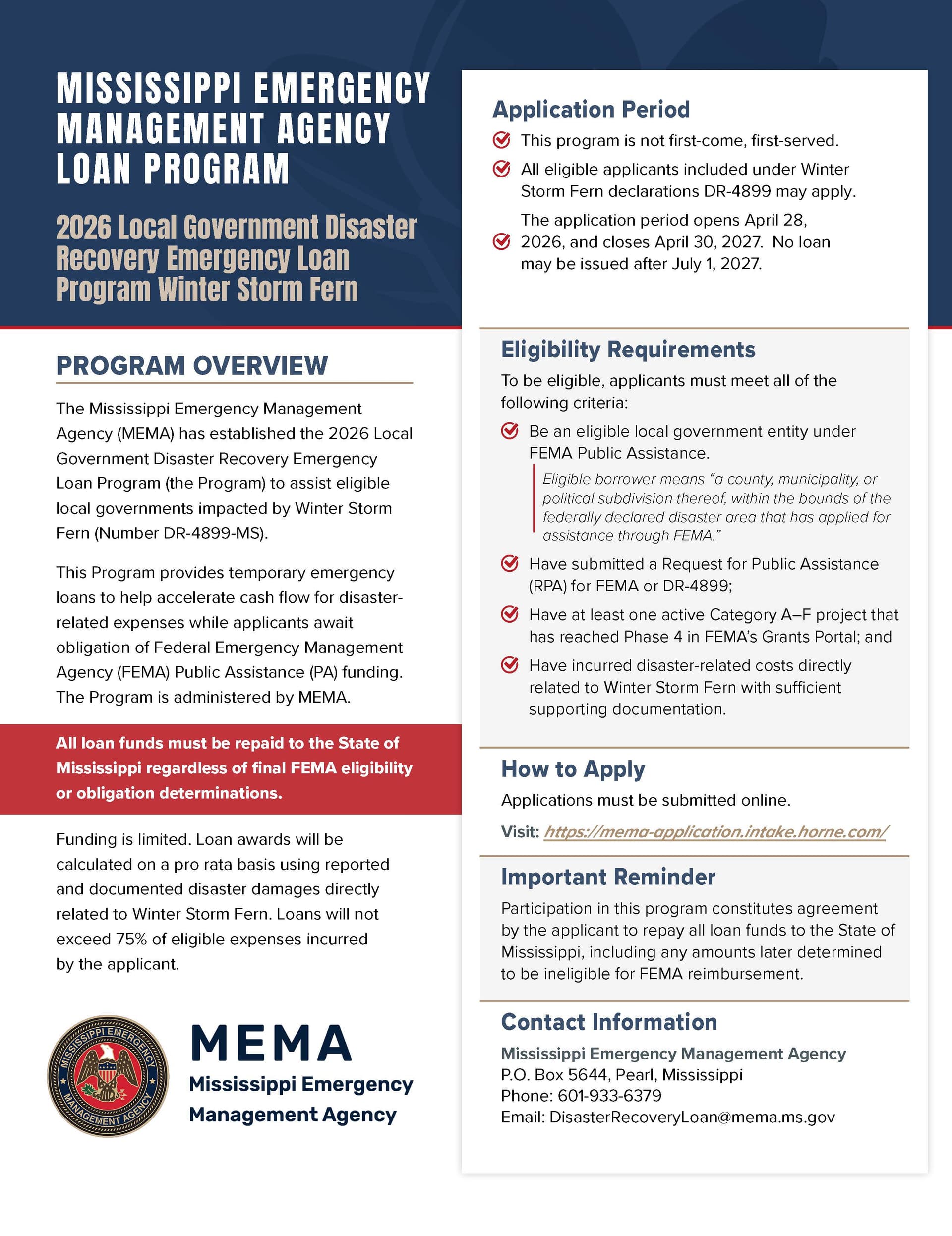 MEMA launches disaster loan program for Quitman County recovery costs