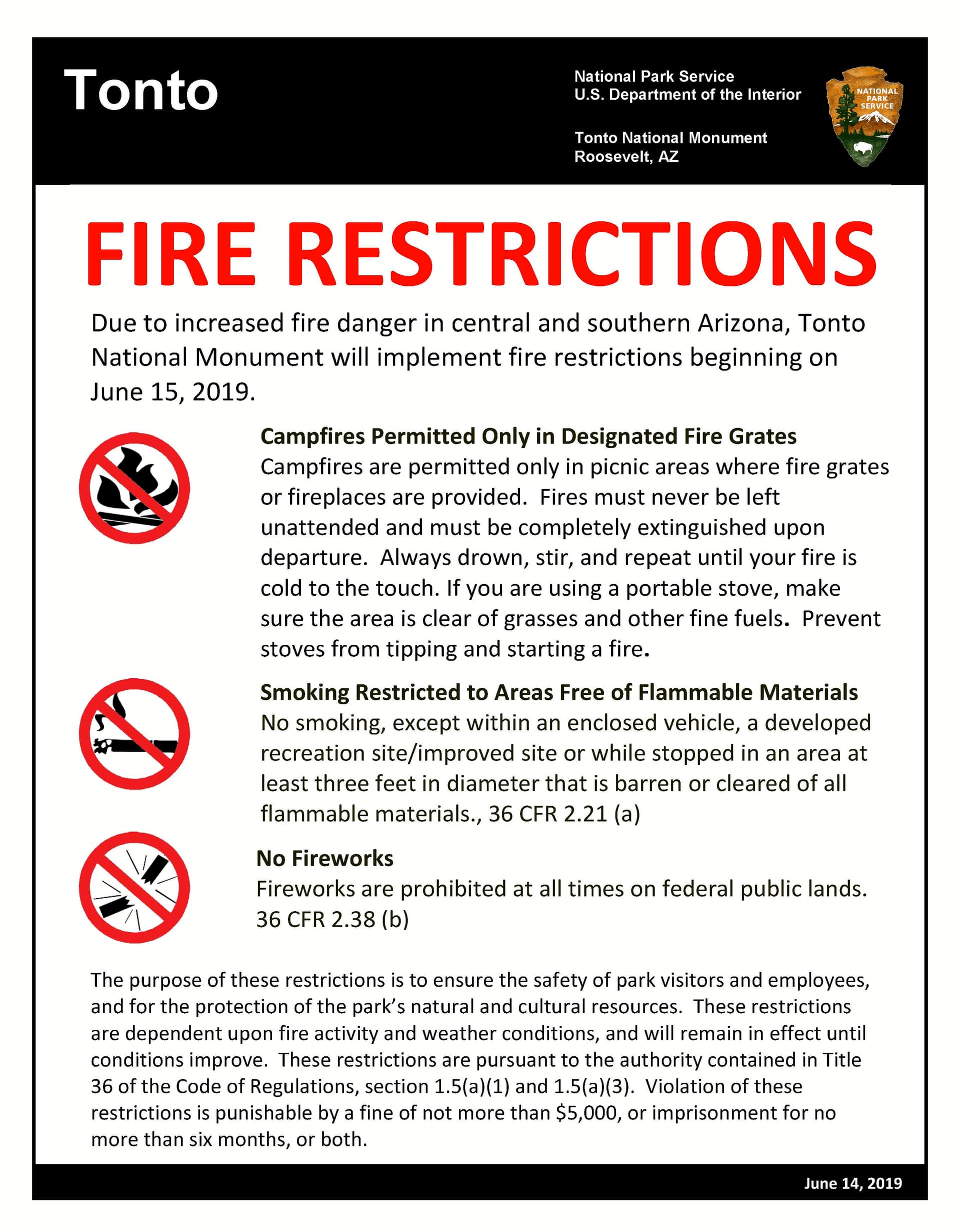 Tonto National Forest restricts campfires, smoking to curb wildfire risk