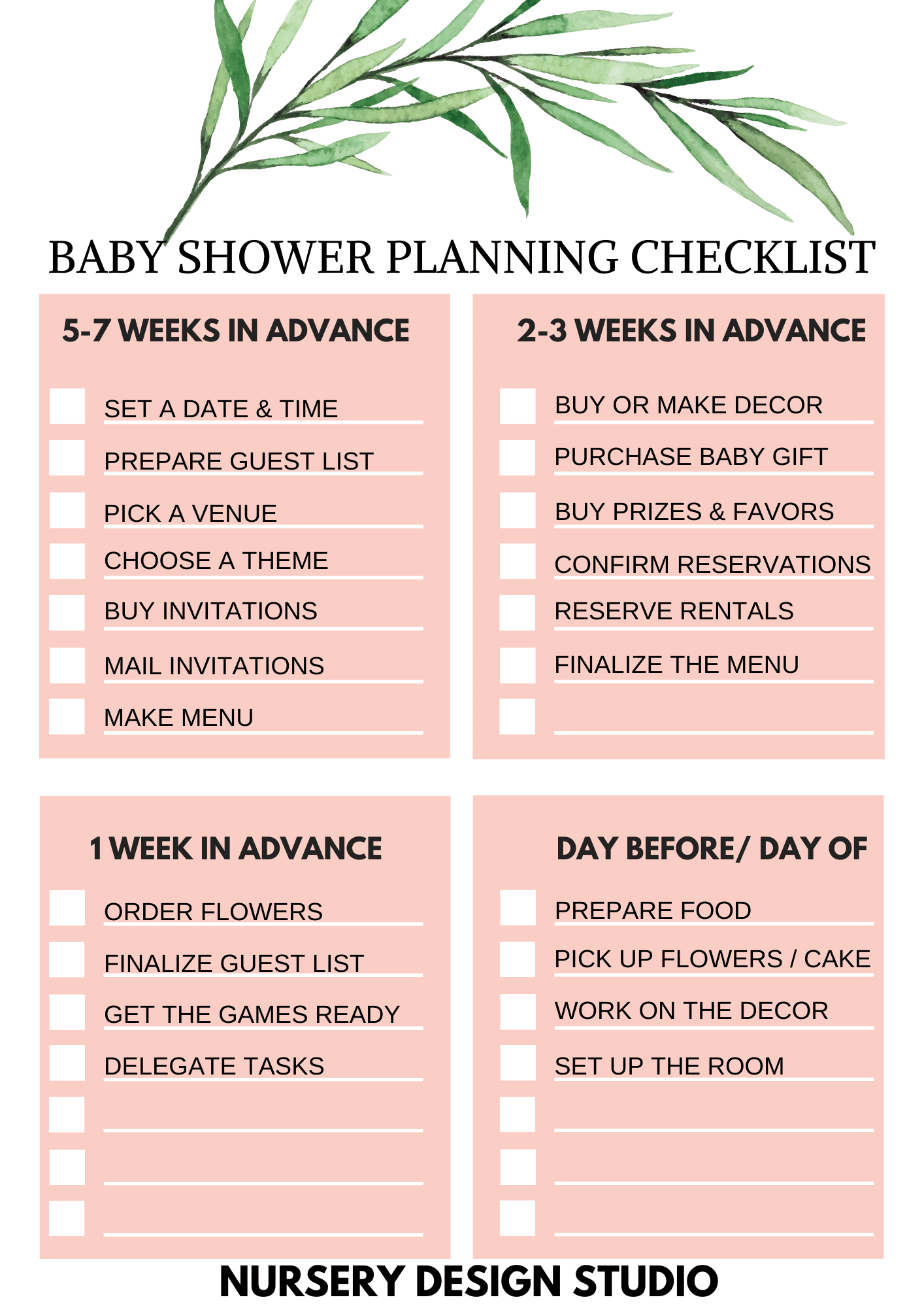 Baby Shower Planning Checklist Breaks Down 8-Week Timeline Into Weekly Milestones