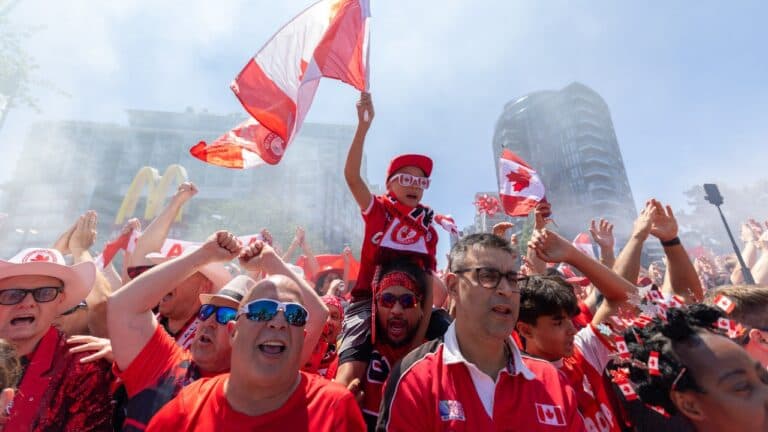 Thousands of Canada fans march through Vancouver ahead of Switzerland match