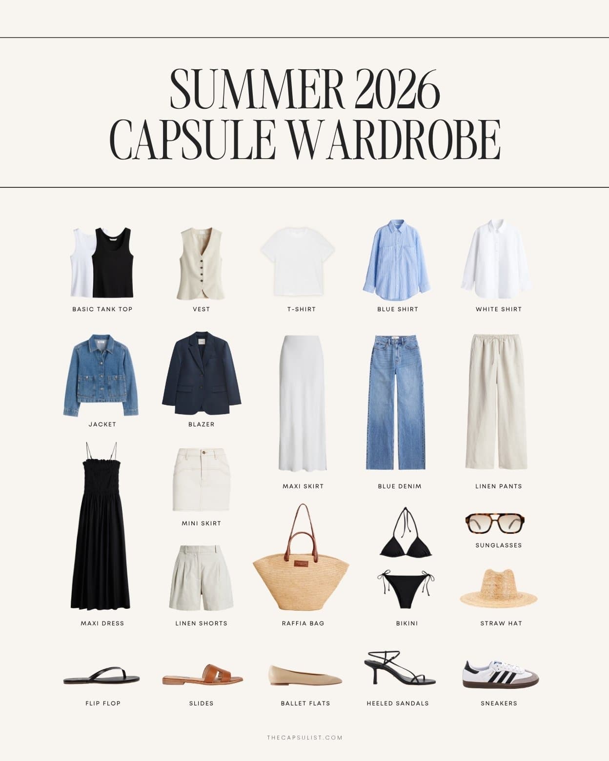 Your Complete Summer 2026 Capsule Wardrobe Needs Just 24 Pieces
