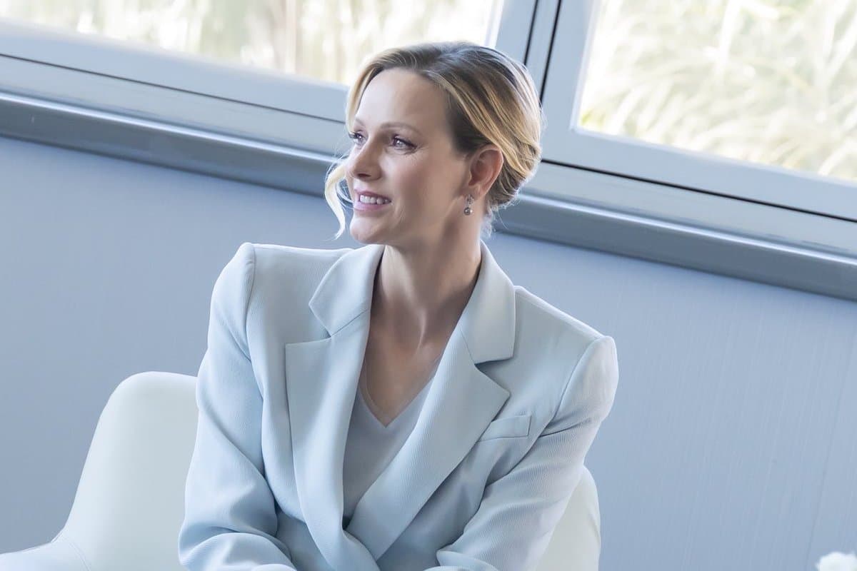 Princess Charlene wears Cartier black-pearl earrings in Monaco appearance