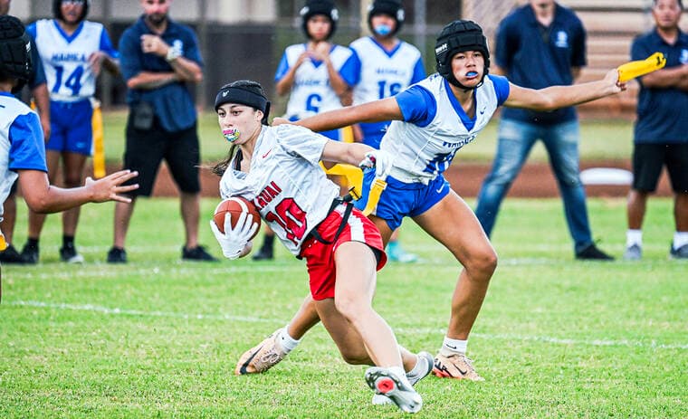 Kauai High Red Raiders Win KIF Girls Flag Football Season Opener