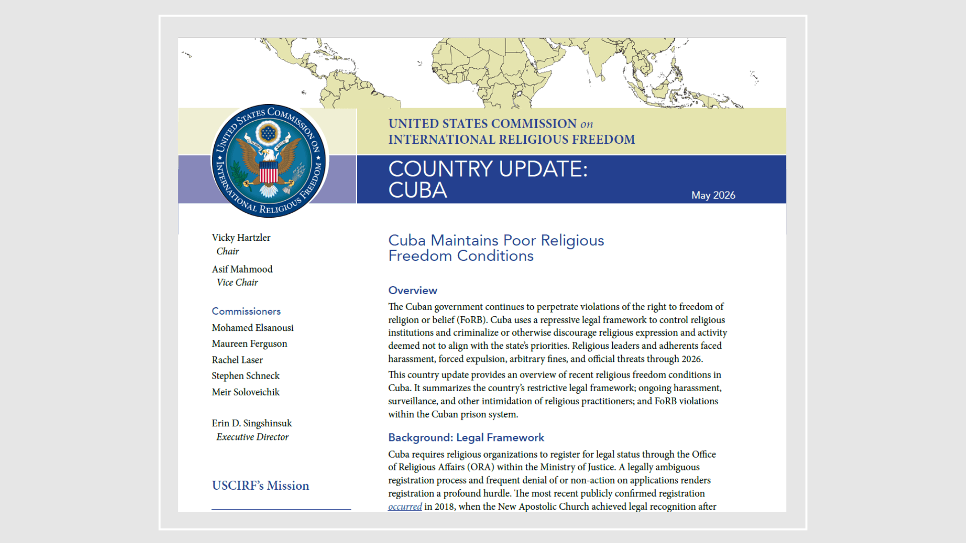 USCIRF says Cuba's religious repression is systematic, not isolated