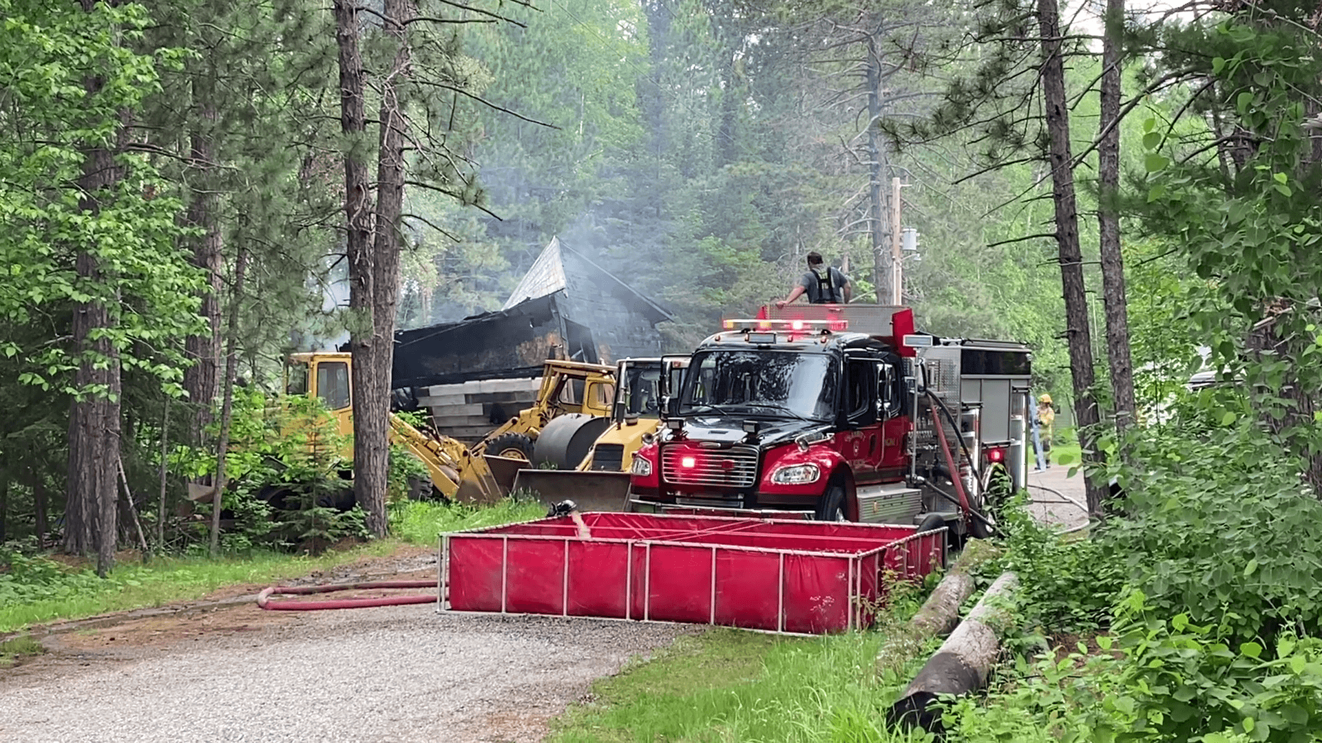 Detached garage burns down in Waasa Township early Thursday